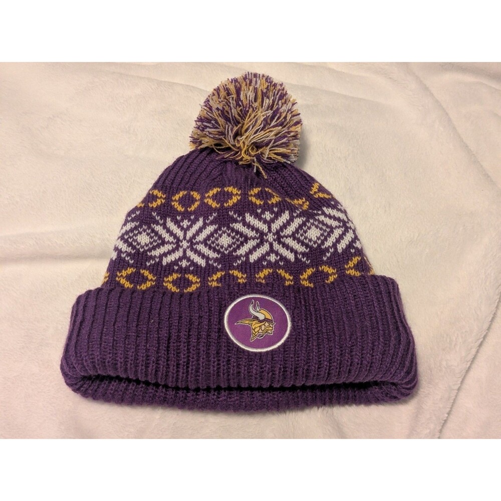 NFL Minnesota Vikings MN Football Pom Purple Yellow Beanie Miller Light Beer Hat